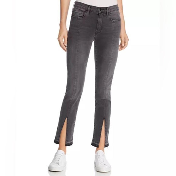 Frame Denim Denim - Frame Denim Le Nouveau Split Hem Straight Cropped Black Gray Jean - Size 24